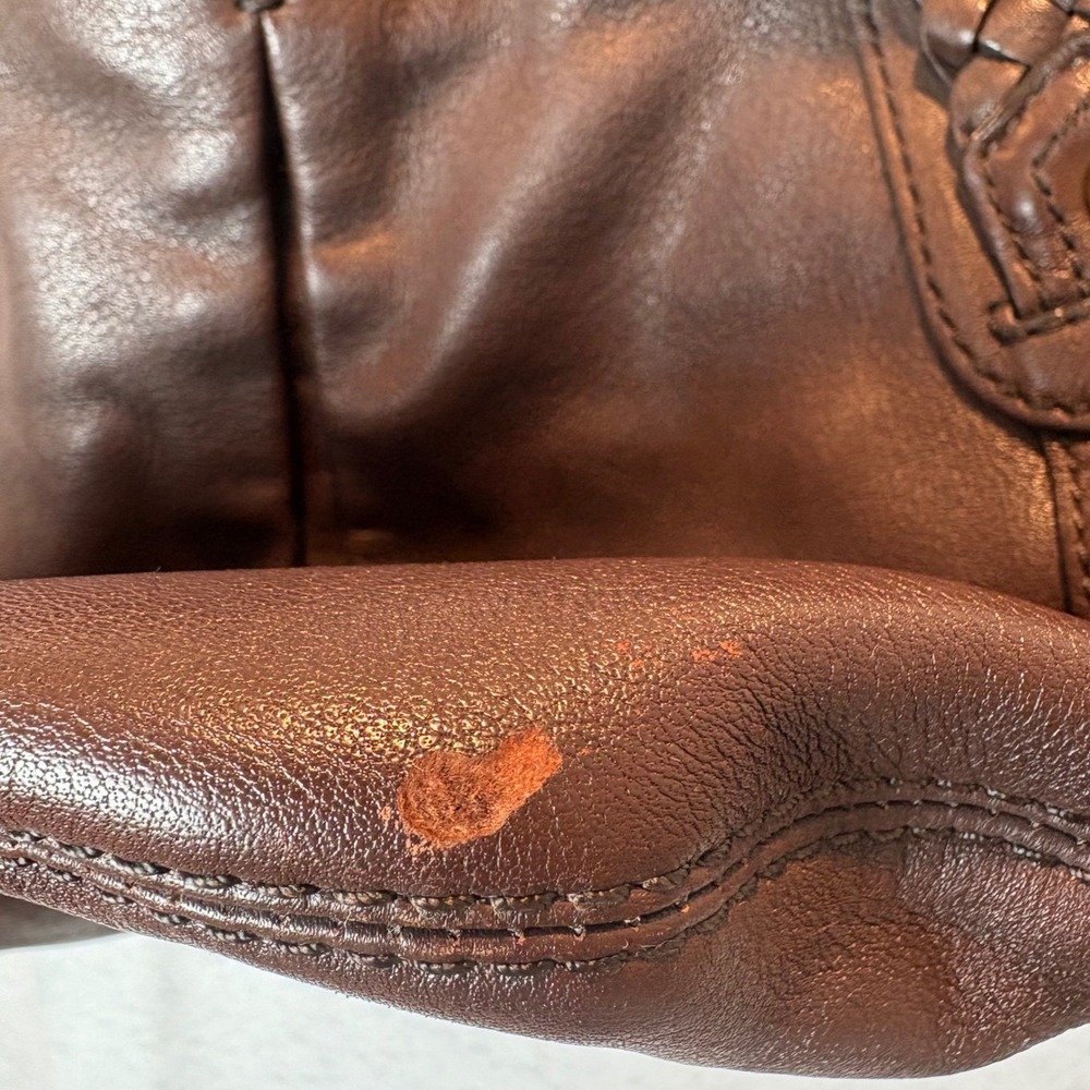 Banana Republic Brown Leather Slouchy Braided Hobo Shoulder Bag Y2K 2008 - Picture 6 of 12